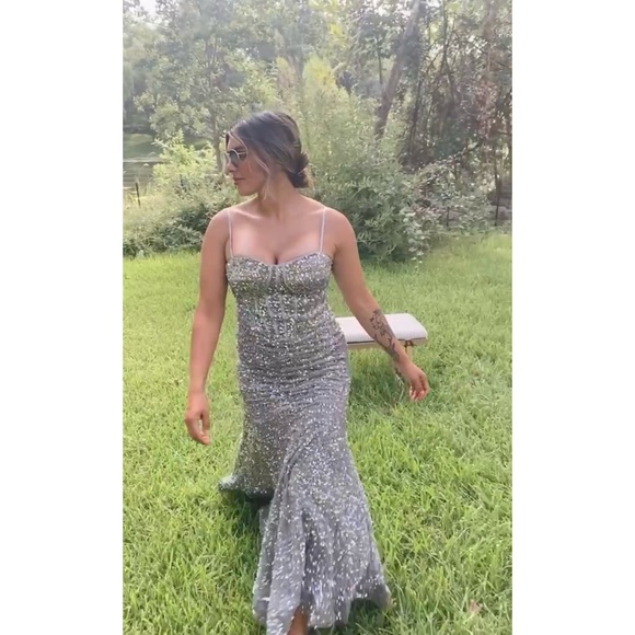 Women’s long sequin dress with corset style top - Picture 4 of 8